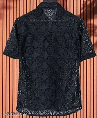 NET HALF SLEEVE MEN'S COLLAGE BOY SHIRTS - M
