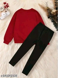 KEESOR KIDS FULL SLEEVE TOP & PANT SET | Full Sleeves Solid Colour Joggers Set | Girls Cotton Clothing Set - 1-2 Year, Red