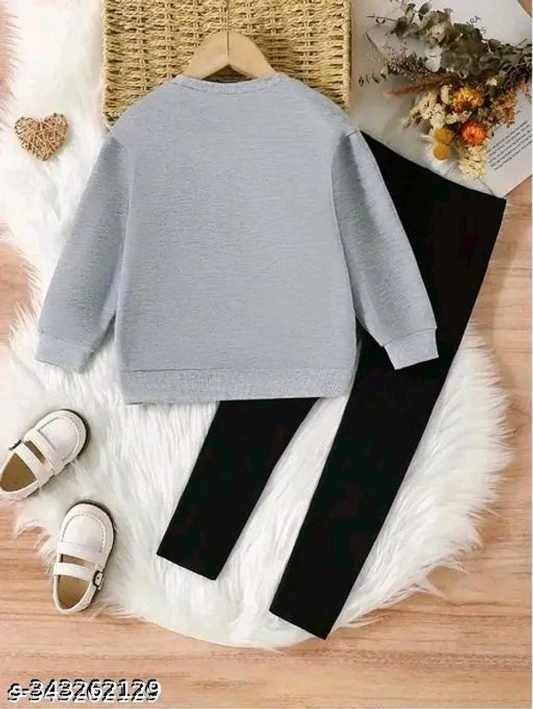 KEESOR KIDS FULL SLEEVE TOP & PANT SET | Full Sleeves Solid Colour Joggers Set | Girls Cotton Clothing Set - 7-8 Years, Gray