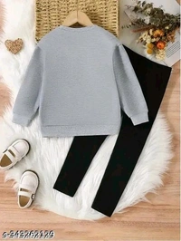 KEESOR KIDS FULL SLEEVE TOP & PANT SET | Full Sleeves Solid Colour Joggers Set | Girls Cotton Clothing Set - 9-10 Years, Gray