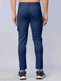 Khakhi  and Dark Blue Regular Fit Polyester Long Length Mens cargo Durable trousers with 2 Side pocket with flap – A Skin Friendly & Best for Indoor, Outdoor, Walking & Traveling, at work with 2 Button Closure Pack of 2 - 36