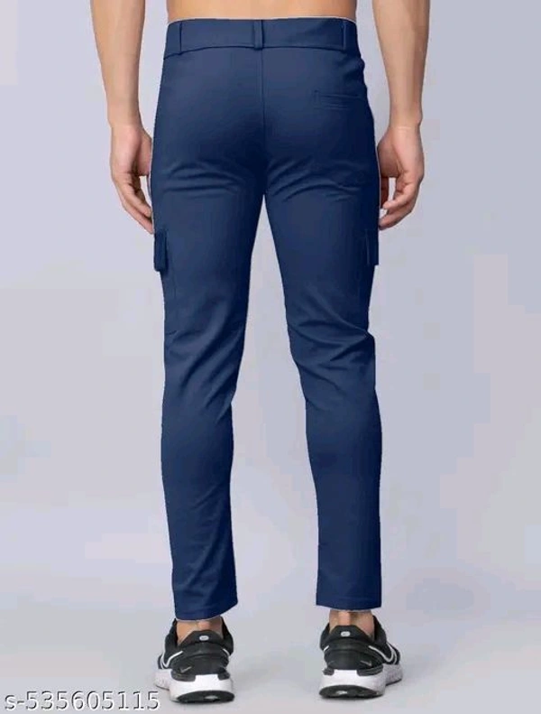 Khakhi  and Dark Blue Regular Fit Polyester Long Length Mens cargo Durable trousers with 2 Side pocket with flap – A Skin Friendly & Best for Indoor, Outdoor, Walking & Traveling, at work with 2 Button Closure Pack of 2 - 36