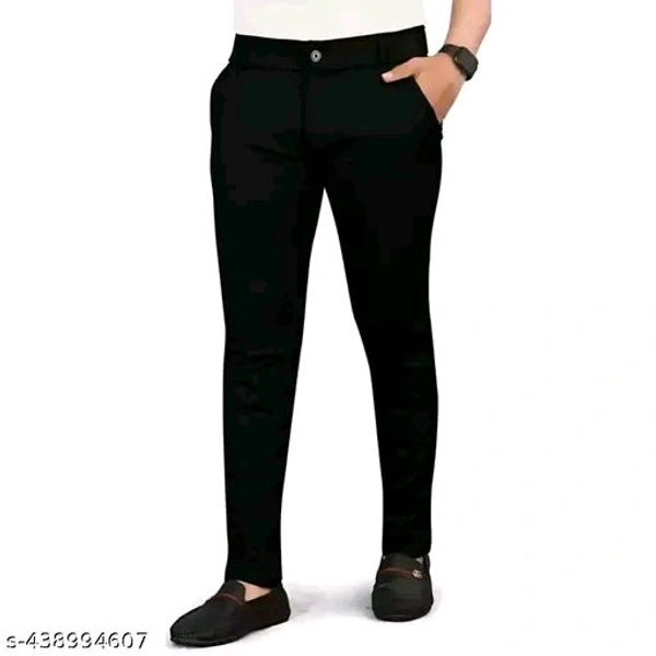 Black Color Men's Regular Fit Casual Trouser - 36