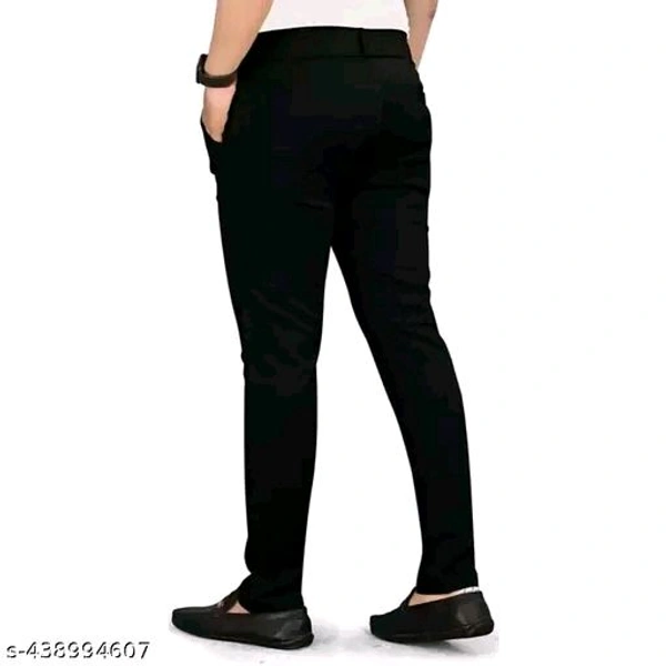 Black Color Men's Regular Fit Casual Trouser - 36