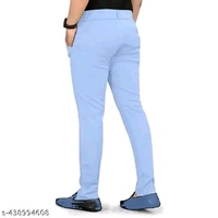 Combo of 2 Sky Blue Color Lycra Blend Trouser for men Single Button Combopack of 2 - 34
