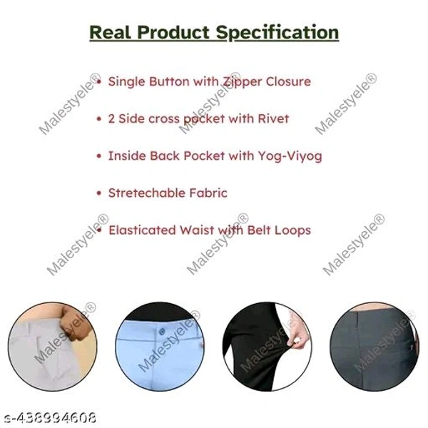 Combo of 2 Sky Blue Color Lycra Blend Trouser for men Single Button Combopack of 2 - 34