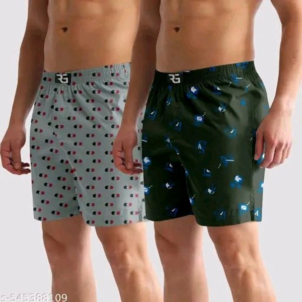 Men's Cotton Printed Boxer Shorts | Combo Pack of 2 | Regular Fit, Soft & Breathable with Back Pocket - Xl
