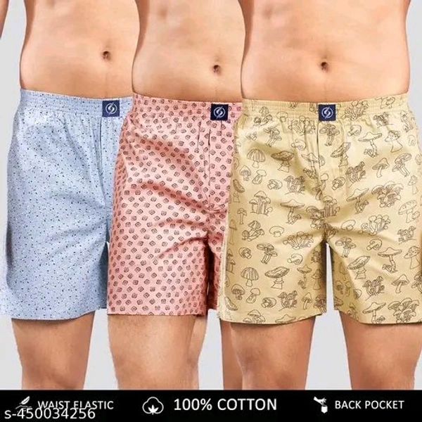 Pack of 3 Casual Cotton Printed Boxers For Men - M