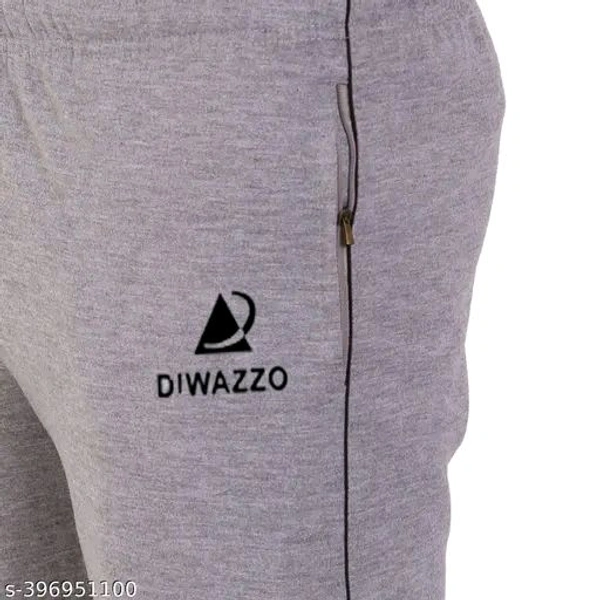 Diwazzo Men's Solid Straight Silver Track Pants - 32
