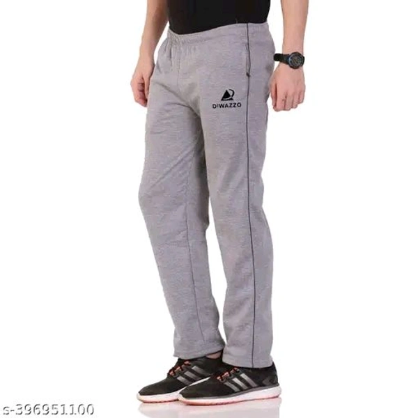 Diwazzo Men's Solid Straight Silver Track Pants - 34