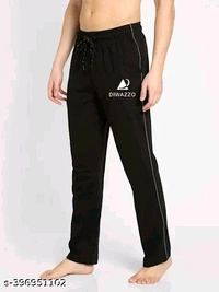 DIWAZZO Men's Solid Straight Black Track Pants - 32