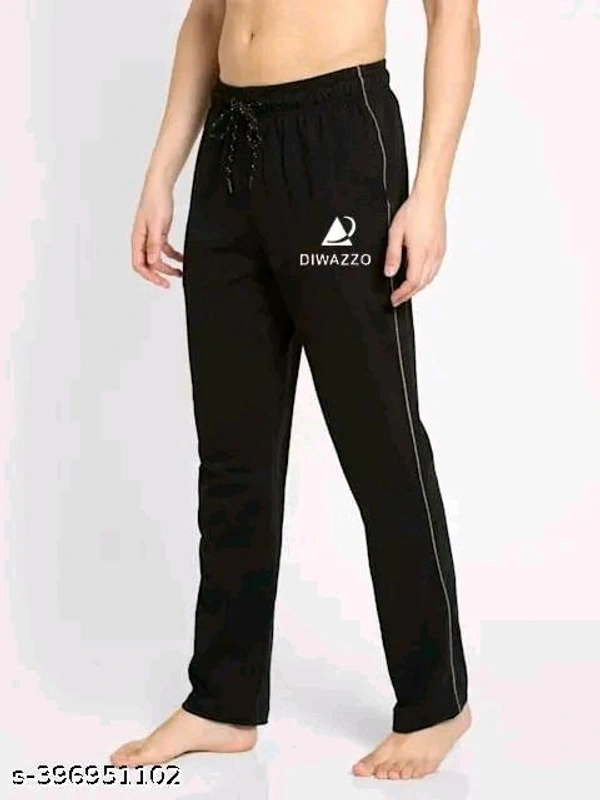 DIWAZZO Men's Solid Straight Black Track Pants - 32