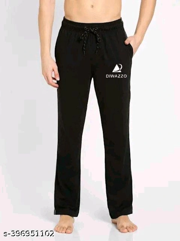 DIWAZZO Men's Solid Straight Black Track Pants - 36