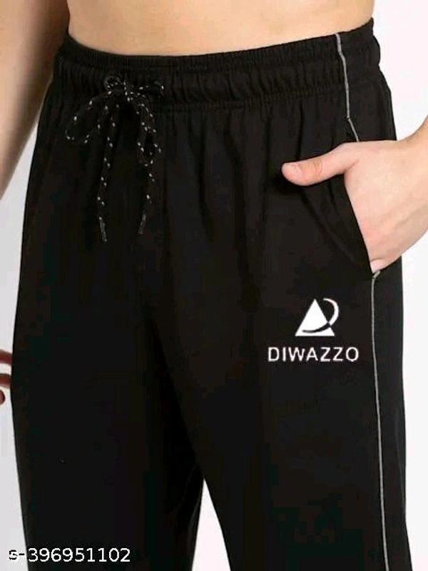 DIWAZZO Men's Solid Straight Black Track Pants - 36