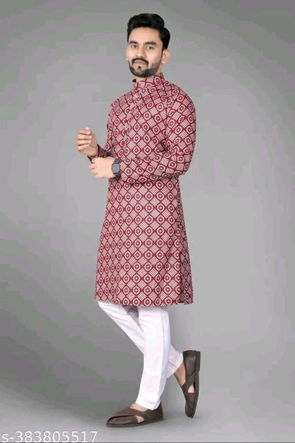 Printed Cotton Kurta For Men - Xxl