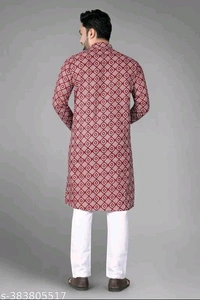 Printed Cotton Kurta For Men - Xxl