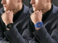 New Watch Combo Of Black and Blue Square Dial with Silicone Strap Watch