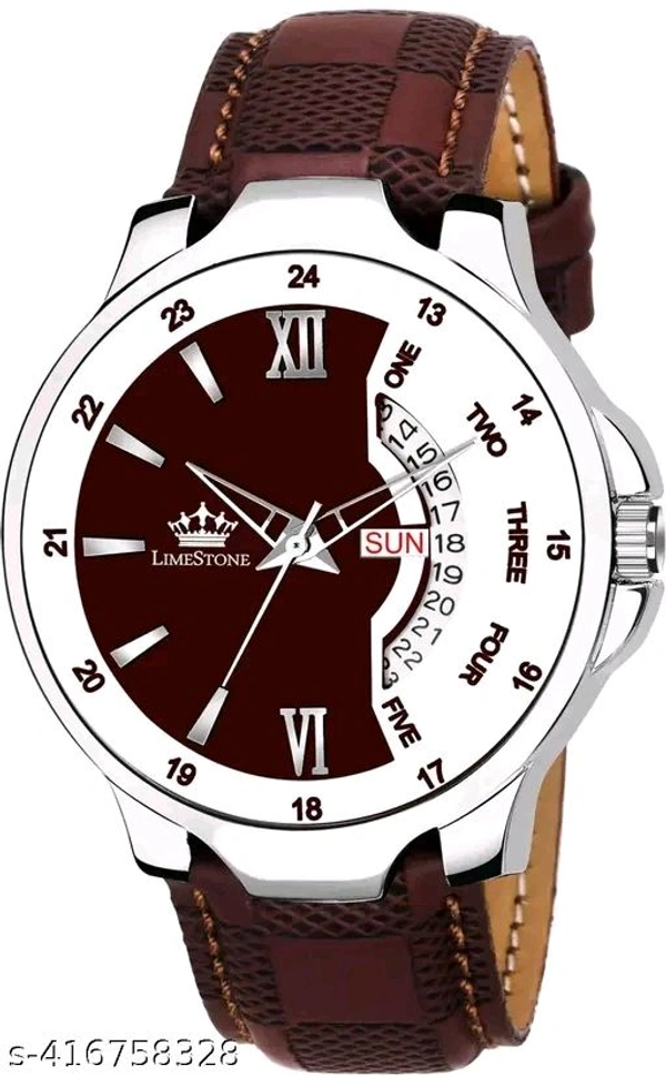Day and Date Functioning Leather Strap Quartz Analog Watch for Boys/Men  - Best Gift Item for Boys/Men