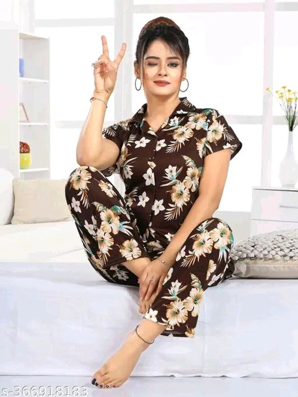 SATIN PRINTED NIGHT SUITE - WOMENS PRINTED CO-ORD SET FOR WOOMENS AND GIRLS - Xl