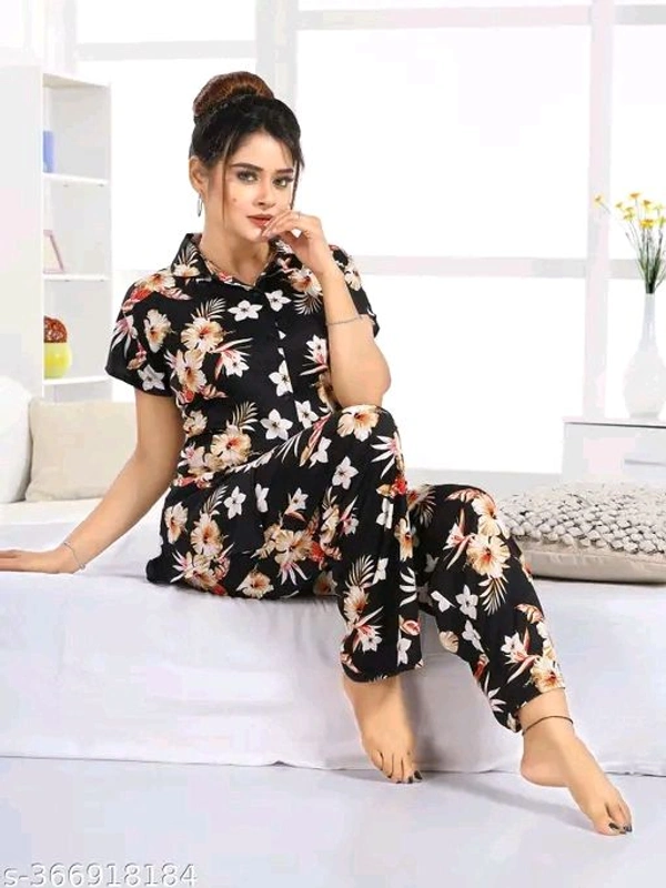 SATIN PRINTED NIGHT SUITE - WOMENS PRINTED CO-ORD SET FOR WOOMENS AND GIRLS - Xxl