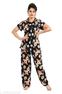 SATIN PRINTED NIGHT SUITE - WOMENS PRINTED CO-ORD SET FOR WOOMENS AND GIRLS - Xxl
