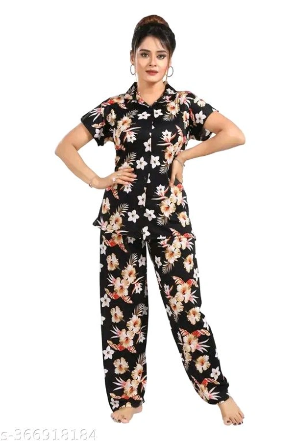 SATIN PRINTED NIGHT SUITE - WOMENS PRINTED CO-ORD SET FOR WOOMENS AND GIRLS - Xxl