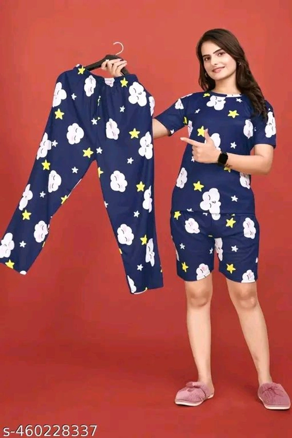 Women Printed Co-Ords Set Night Suit And Night Dress T-Shirt Pyjama combo on lowest price - Xxl