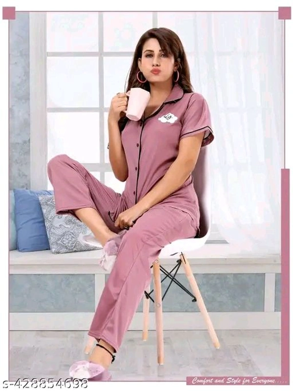 MAYUR FASHION VG PRINTED COLLARED WOMEN NIGHT SUIT- 75 - L