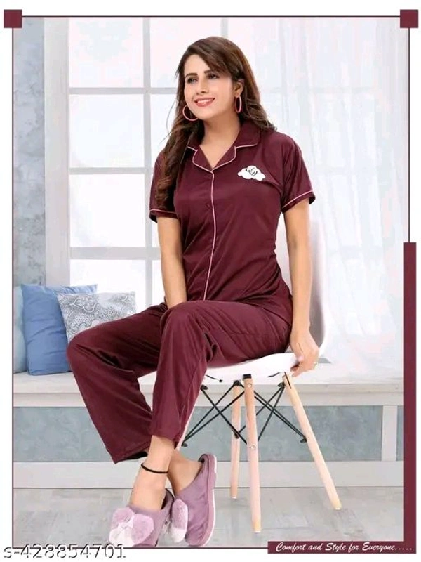MAYUR FASHION VG PRINTED COLLARED WOMEN NIGHT SUIT- 69 - L