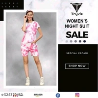 Trending Night suits for women and Girls set (Black, Pink) - Xl