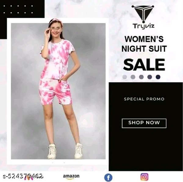 Trending Night suits for women and Girls set (Black, Pink) - Xl