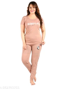 WOMENS TRENDING CO-ORD SET - NIGHTSUITE SET -JOGGERS NIGHT SUITE -NIGHTDRESS - SET TOP AND PAYJAMA SET FOR WOMENS AND GIRLS - L