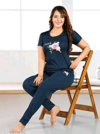 WOMENS TRENDING CO-ORD SET - NIGHTSUITE SET -JOGGERS NIGHT SUITE -NIGHTDRESS - SET TOP AND PAYJAMA SET FOR WOMENS AND GIRLS - L