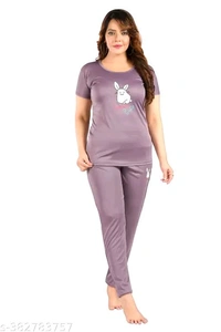 WOMENS TRENDING CO-ORD SET - NIGHTSUITE SET -JOGGERS NIGHT SUITE -NIGHTDRESS - SET TOP AND PAYJAMA SET FOR WOMENS AND GIRLS - M