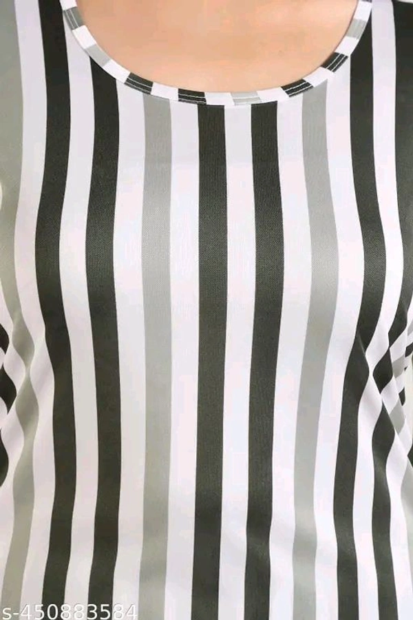 Trending striped printed round neck  top and pajama set,nightsuit set for womens and girls - M