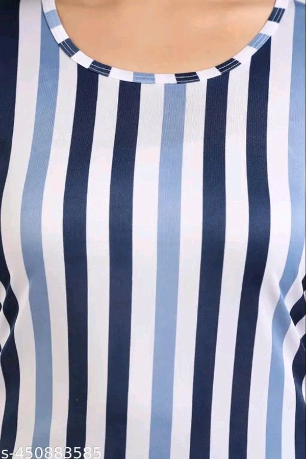 Trending striped printed round neck  top and pajama set,nightsuit set for womens and girls - L