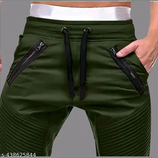 Men's Trendy Cotton Joggers | Stylish Track Pants with Pintuck Details and Show Zippers | Unique Casual Trousers/Lowers with Elastic Waist and Cuffs | New Fashion Bottoms - S