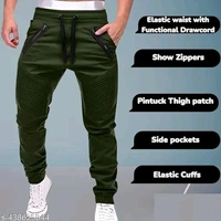 Men's Trendy Cotton Joggers | Stylish Track Pants with Pintuck Details and Show Zippers | Unique Casual Trousers/Lowers with Elastic Waist and Cuffs | New Fashion Bottoms - S