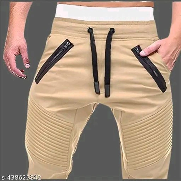 Men's Trendy Cotton Joggers | Stylish Track Pants with Pintuck Details and Show Zippers | Unique Casual Trousers/Lowers with Elastic Waist and Cuffs | New Fashion Bottoms - S