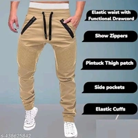 Men's Trendy Cotton Joggers | Stylish Track Pants with Pintuck Details and Show Zippers | Unique Casual Trousers/Lowers with Elastic Waist and Cuffs | New Fashion Bottoms - S