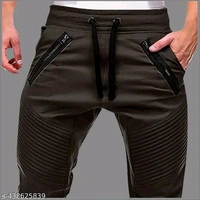 Men's Trendy Cotton Joggers | Stylish Track Pants with Pintuck Details and Show Zippers | Unique Casual Trousers/Lowers with Elastic Waist and Cuffs | New Fashion Bottoms - Xxl