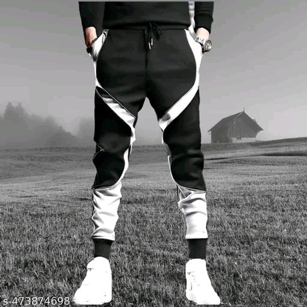 Men's Cotton Fleece Joggers with Contrasting Side Panels | Stylish Track Pants for Running, Gym & Winter Nights | Versatile Casual Lounge Trousers/Lowers - M