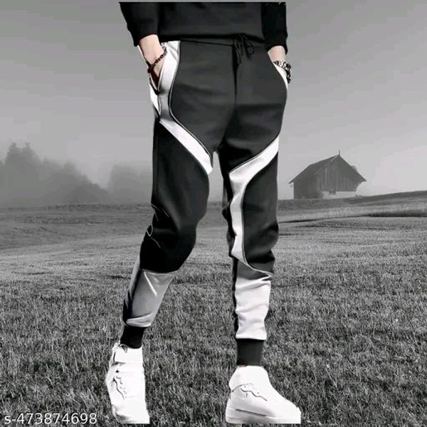 Men's Cotton Fleece Joggers with Contrasting Side Panels | Stylish Track Pants for Running, Gym & Winter Nights | Versatile Casual Lounge Trousers/Lowers - M