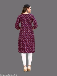 Women Crepe Fabric Printed Straight Kurti, Size -XS, S, M, L, XL, XXL, 2XL, XXXL, 3XL, 4XL, 5XL ( New Arrival New Design Fashionable Kurti ) - Xl