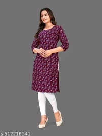 Women Crepe Fabric Printed Straight Kurti, Size -XS, S, M, L, XL, XXL, 2XL, XXXL, 3XL, 4XL, 5XL ( New Arrival New Design Fashionable Kurti ) - Xl