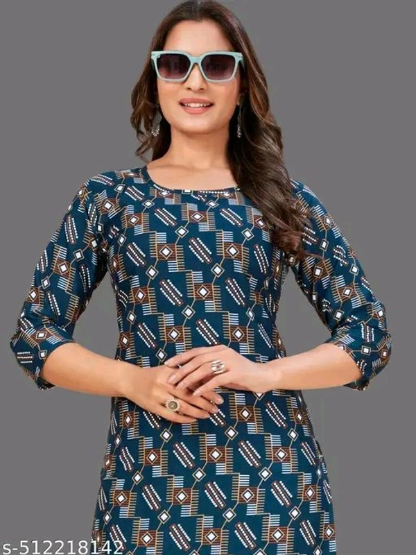 Women Crepe Fabric Printed Straight Kurti, Size -XS, S, M, L, XL, XXL, 2XL, XXXL, 3XL, 4XL, 5XL ( New Arrival New Design Fashionable Kurti ) - L
