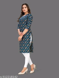 Women Crepe Fabric Printed Straight Kurti, Size -XS, S, M, L, XL, XXL, 2XL, XXXL, 3XL, 4XL, 5XL ( New Arrival New Design Fashionable Kurti ) - Xxl