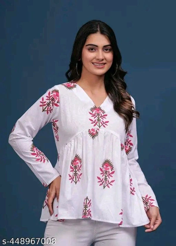 Trending Cotton Colorful Peplam Top for  Women - M