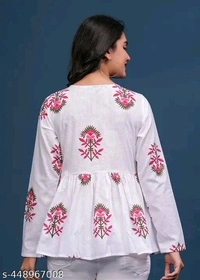 Trending Cotton Colorful Peplam Top for  Women - M