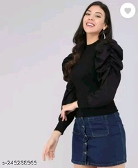 Casual Puff Sleeves Solid Women Top - Xl